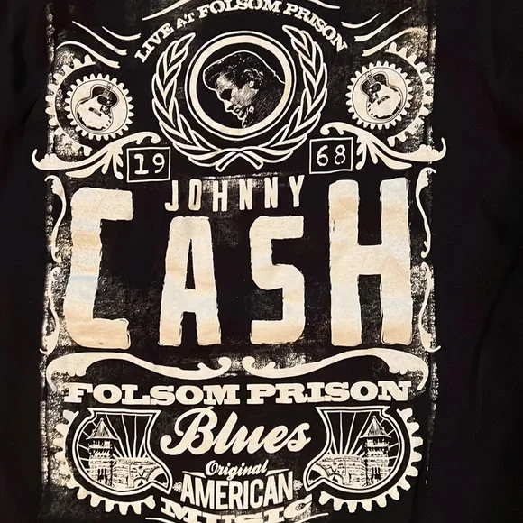 Johnny Cash black medium T-shirt Live Folsom Prison - Picture 2 of 6